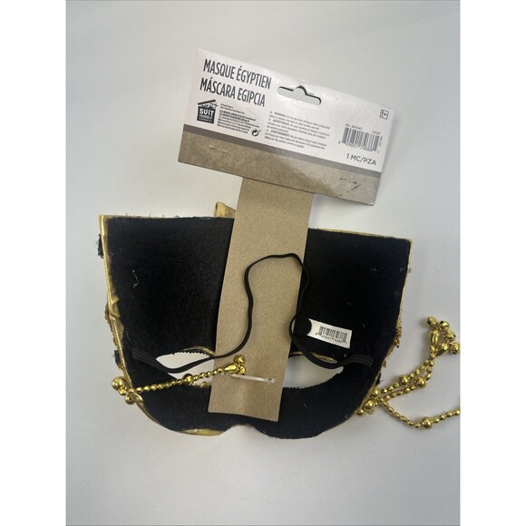 Gods And Goddesses Egyptian Mask Costume Gold Snake Head Elastic Strap New - Picture 6 of 7